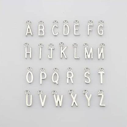 LolliBeads (TM) 4 Sets of Antiqued Plated Letter Charms Alphabetic Pendant Set (104 Pcs)