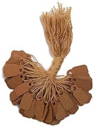 Flanicausa 100 Pcs Kraft Paper Tags, Jewelry Price Tags With String (3/8" X 7/8")