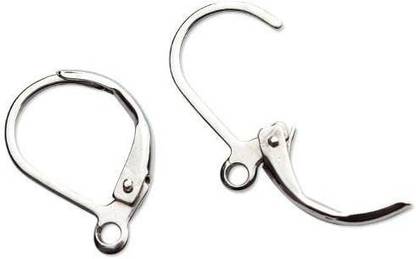 LASSUM 50 Pieces Earring Hook Ear Wire Lever Back Open Loop For Jewelry Making Findings,15 X10Mm