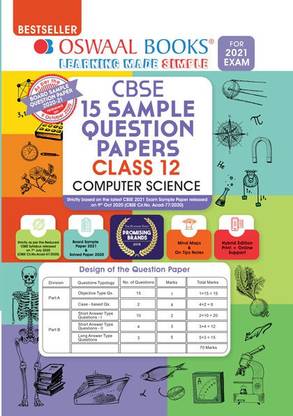 Oswaal Cbse Sample Question Papers Class 12 Computer Science (Reduced Syllabus for 2021 Exam)