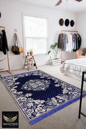 Sparrow world Blue Chenille Carpet