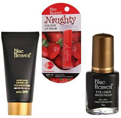 BLUE HEAVEN LIP BALM NAUGHTY WITH LINER REGULAR ,AND FOUNDATION TUBE