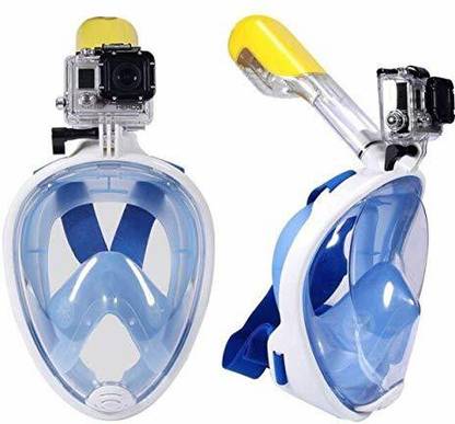 HUEX Plastic Kids Snorkel Mask, Full Face Soft Anti-Fog Diving Swimming Kit