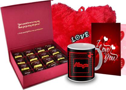 Midiron Surprise Gift for Love, Chocolate Box, Red Heart, Love Quoted Coffee Mug,Greeting Card for Valentine DayIZ20GB17HeartBigRCDMU-DTLove-88 Ceramic, Paper Gift Box