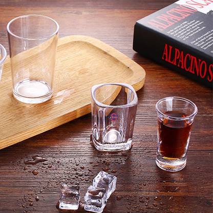 Somil (Pack of 2) Stylish Clear Transparent Multipurpose Drinking Glass- R365 Glass Set Shot Glass