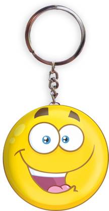 HOLA Yellow Color Grinning Face with Big Eyes Emoji Pack of 1 Bottle Opener Key Chain