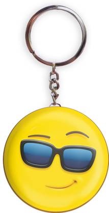 HOLA Yellow Color Smiling Face With Sunglasses Emoji Pack of 1 Bottle Opener Key Chain