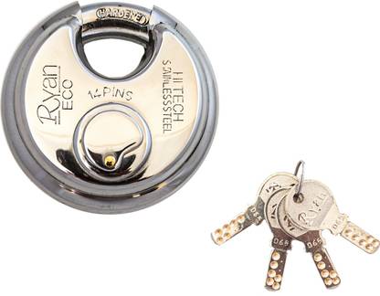 Ryan ECO HEAVY ROUND SHUTTER LOCK 90 MM WITH 4 KEY ADVANCE LOCKING TECHNOLOGY Padlock Padlock