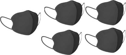 SWASA N95 Mask FFP2 - PM 0.3 um | UV Sterile N95 Mask with HEPA Filter, Odour Free (Carbon Mask, Without Valve, Pack of 5) N95 Mask FFP2 - PM 0.3 ?m | UV Sterile N95 Mask with HEPA Filter (Pack of 5)