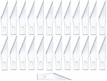 FRKB Replacement Hobby Blade Carbon Steel Made Craft Knife Blades (25 pcs) Metal Grip Hand-held Paper Cutter