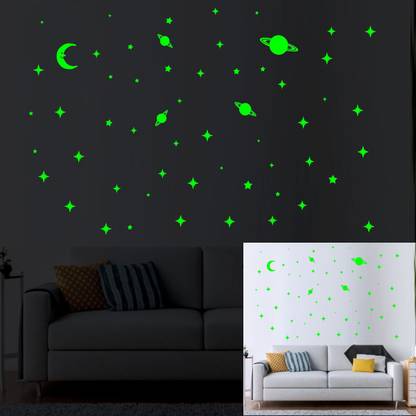 Flipkart SmartBuy 25 cm Glow in The Dark Stars for Ceiling or Wall Stickers Self Adhesive Sticker