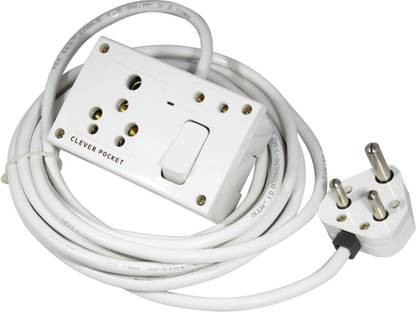 CLEVER POCKET 16 amp Extension Board with 16 A Socket, 16 A 3 pin top, 5 M wire -1.5mm x 3core 1  Socket Extension Boards