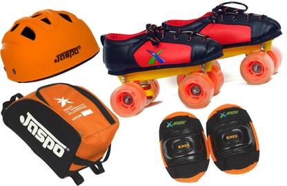 Jaspo Velocity Dual Shoe Skates Combo Foot length 21.9 cms Size : 1 UK ( Age group 7-8 years) Skating Kit