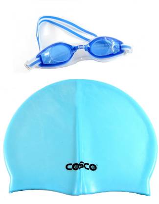 COSCO Swimming Goggles(AquaDash) & Cap Pro Combo Swimming Kit