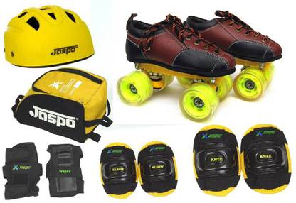 Jaspo Whizz Pro Shoe Skates Combo Foot length 23.5 cms Size : 3 UK ( Age group 9-10 years) Skating Kit