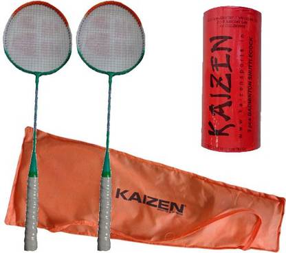KAIZEN 2 Badminton Racket With Racket Cover And Badmintonshuttlecock Badminton Kit
