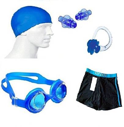 Kyachaiyea Silicon Cap, Silicon Ear Plug, Swimming Nose Clip, Swimming Goggles With Men Adult Swim Boxer Nylon Swimming Kit
