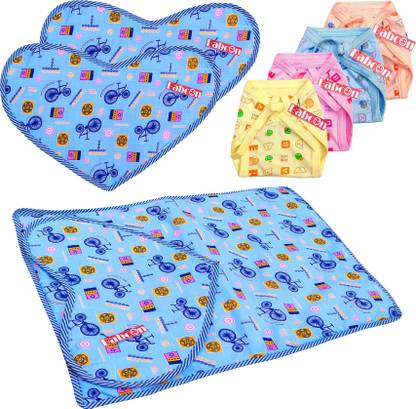Babcon Baby Nappy (Langot), Hosiery Material and Baby Bed Urine Protector Sheet With Three Heart Shaped Instant Urine Area Change Sheet