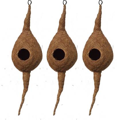 Aakriti Bird House for Outside, Resting Place for Birds, Hanging Natural Grass Bird Nest, for All Type Small Bird House Handcrafted Coconut Nest Bird House