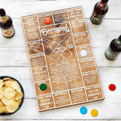 woodcraft Beer-O-Poly Beer Drinking Game Perfect for Parties and Tailgating Party & Fun Board Game