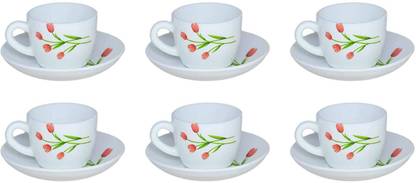 LAOPALA Pack of 12 Opalware La Opala Novo Radiant Curves Set of 6 Cups and 6 Saucers