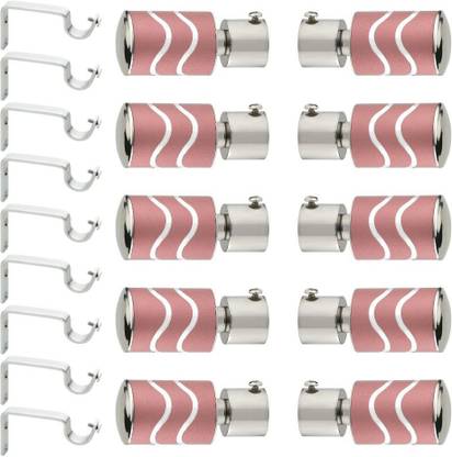 GLOXY Pink, Silver Rod Rail Bracket, Curtain Knobs, Curtain Hooks, Curtain Rods Metal