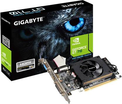 GIGABYTE GeForce GT 710 2GB DDR3 Memory Graphics Card DDR3 2 GB NVIDIA Chipset 64 bit 954 MHz Graphics Card