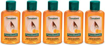 HIMALAYA PURE HANDS ORANGE, 100 ML SET OF 5 PACKS, TOTAL 500 ML Hand Sanitizer Bottle
