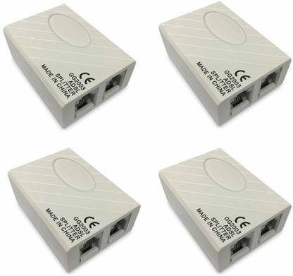 Sadow Pack of 4 ADSL/VDSL/APDT Splitter for Landline Telephone and Broadband Modem Box Internet Phone Filter Splitter - 6P2C RJ 11 Female Jack to 2X 6P2C Double Female Jack Adaptor Wireless Ethernet Lan Adapter compatible with Windows