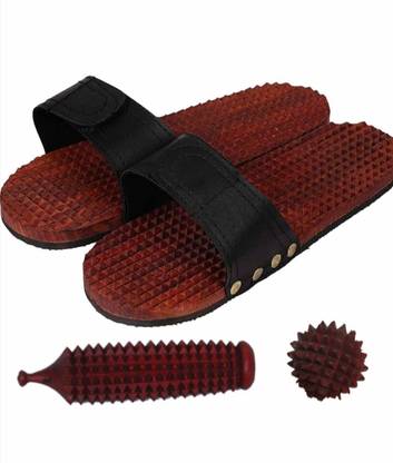 Happie Shopping Slipper Massager , Energy Ball , Jimmy Massager Wooden Acupressure Slippers Foot Slipper Massager & Wooden Hand Ball Massager Shisham Wood ( Pack Of 3 ) Massager