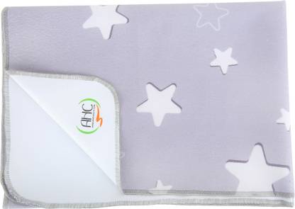 AHC Baby Printed Quick Dry Sheet (Size: Medium, 100 cm x 70 cm, Grey Star Print) Bed Protector Bunk