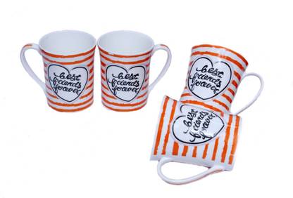 KVA Best forever Milk/ Big Size Cup for friends (300 ML Capacity Pack of 4 ) Translucent Tableware/ Kitchenware/ Home ware Bone Coffee Bone China Coffee Mug