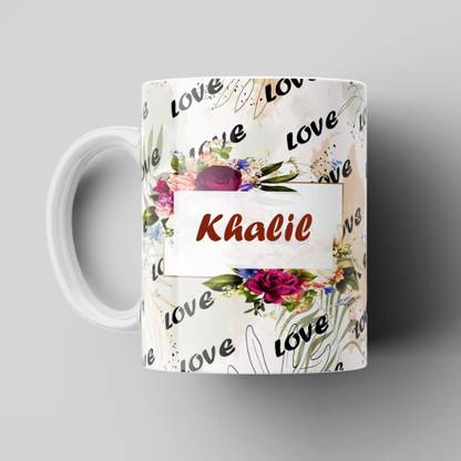 Beautum Love Khalil Romantic Name White Ceramic Coffee Best Gift For Loved Ones Model No:BLVNM009682 Ceramic Coffee Mug
