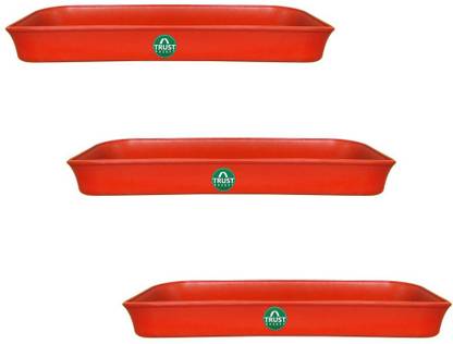 TrustBasket UV Treated Rectangular Bottom Tray Terracota Color Plastic Plant Container Set