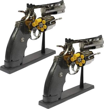Ala Flame FIRST QUALITY PYTHON 357 GUN SHAPE CIGARETTE LIGHTER (GUN ,BULLET WITH STAND) Cigarette Pocket Lighter -Windproof Lighter -Jet Flame -Hookah Lighter PACK OF 2 PYTHON 357 GUN SHAPE CIGARETTE LIGHTER (GUN ,BULLET WITH STAND) Pocket Lighter
