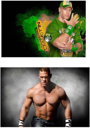 John Cena Sticker Poster Combo|Interior Decorative Wall Sticker|Sticker Poster Combo for Wall/Room/Hostels/Gym/Living Rooms/Cafe|Wall Décor|Self Adhesive Poster Combos Paper Print