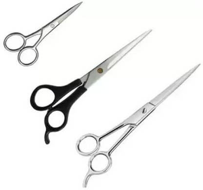 QKYPZO Combo of 3 Salon Accessories Scissor: 2 Barber Hair Cutting Scissor with 1 Beard and Mustache Styling Trimming and Scissor Scissors
