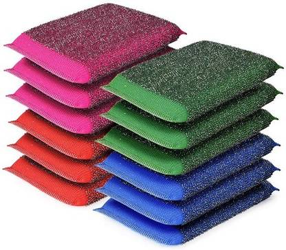 SKY VOGUE Best Scrub Sponge, Non-Scratch Scrubber Dishwasher Steel Scrub Sponge Dish Wash Sponge Multi-Use Heavy Duty Scrub for Dishwashing Long Lasting Kitchen Sponge for Hard Surface Tools. (Pack of 12). Scrub Sponge