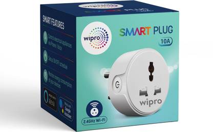 Wipro 10A smart Plug with Energy Monitoring, Suitable for Small Appliances such as Televisions, Electric kettle, Table fans, Set top box, Air purifiers(Works with Amazon Alexa and Google Assistant