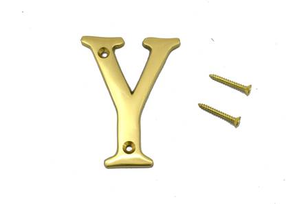Wigano 3" House Door Alphabets Brass Yellow (Alphabet Y) Sign
