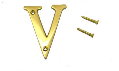 Wigano 3" House Door Alphabets Brass Yellow (Alphabet V) Sign