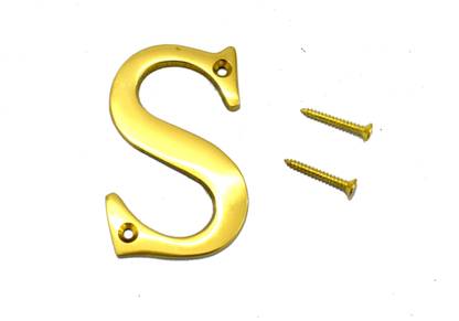 Wigano 3" House Door Alphabets Brass Yellow (Alphabet S) Sign