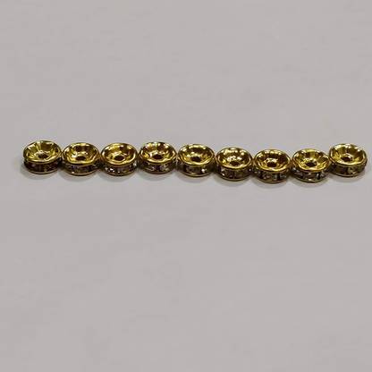 Crafto Rhinestone Spacers Beads Golden for Jewellery Making Designing & Craft Work - 8mm Spacer/Beads Gold Finish for Necklace Jewellery Making (Pack of 200 Pcs)