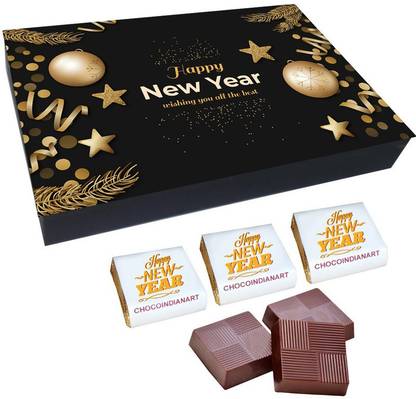CHOCOINDIANART Happy New Year 2021, 12pcs Delicious Chocolate Gift (H N Y 5), Fudges