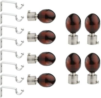 Welson Brown Rod Rail Bracket, Curtain Knobs, Curtain Hooks, Curtain Rods Metal
