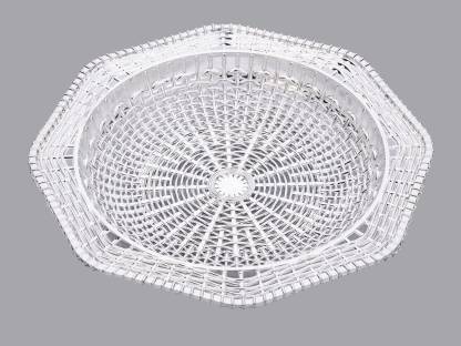 trendsetters creation Fruit Basket for Dining Table Fancy Basket Gift Basket Plastic Fruit & Vegetable Basket (Silver) Plastic Fruit & Vegetable Basket