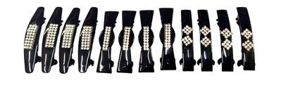 S Mark Smark Hair Back Clips/Backpi0n Multi Design with Stone for Women & Girls Pack of 12 Back Pin