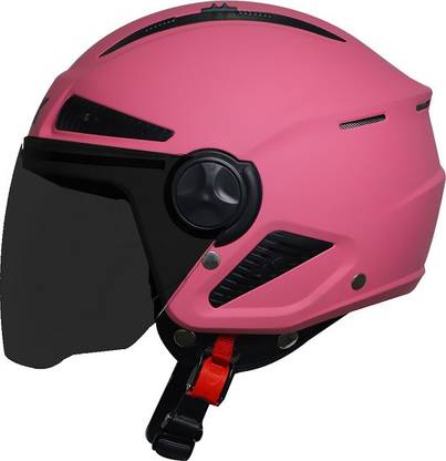 स्टीलबर्ड Boxx Open Face Helmet, ISI Certified Helmet in Matt Dark Pink with Visor मोटरबाइक हेलमेट