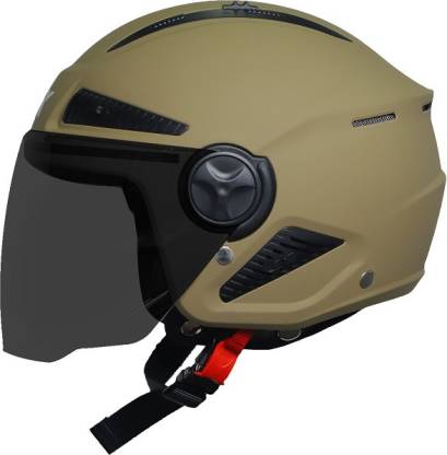 Steelbird Boxx Open Face Helmet, ISI Certified Helmet in Matt Desert Storm with Smoke Visor Motorbike Helmet