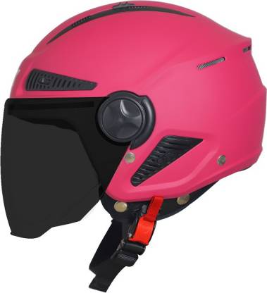 Steelbird Boxx Open Face Helmet, ISI Certified Helmet in Matt Magenta with Smoke Visor Motorbike Helmet